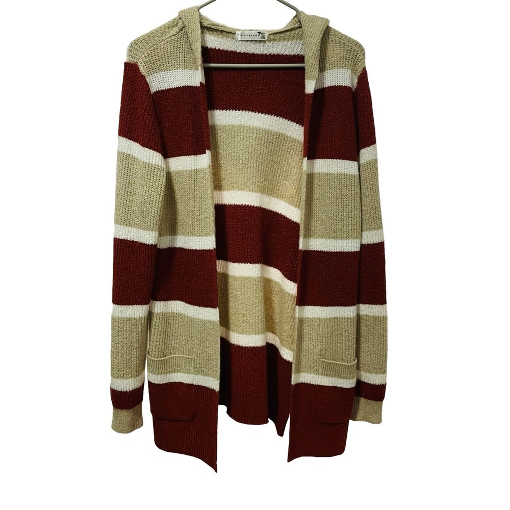 NWT Retrology Striped Hooded Open Cardi Woman's Size M